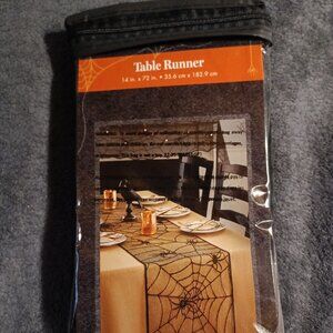 Halloween Spider Web Lace Oblong Table Runner NWT